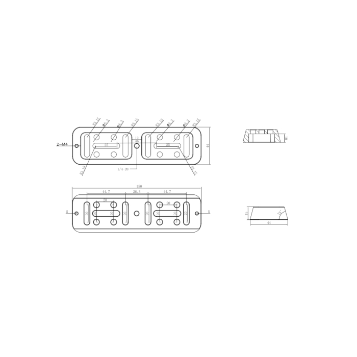 Askar Universal Vixen-Style 150mm Dovetail Plate - Gray