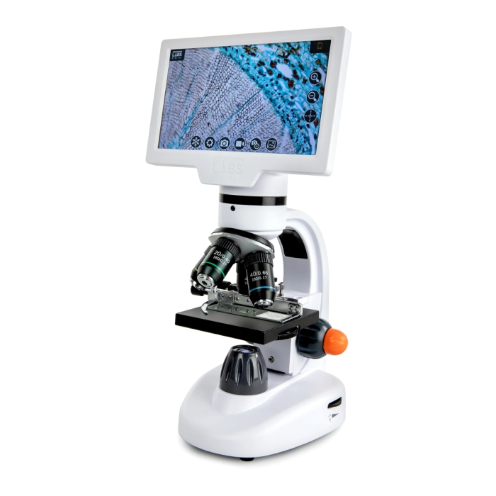 Celestron Labs 7 LCD Digital Microscope Celestron Labs Digital 7 LCD Desktop Microscope left facing side profile