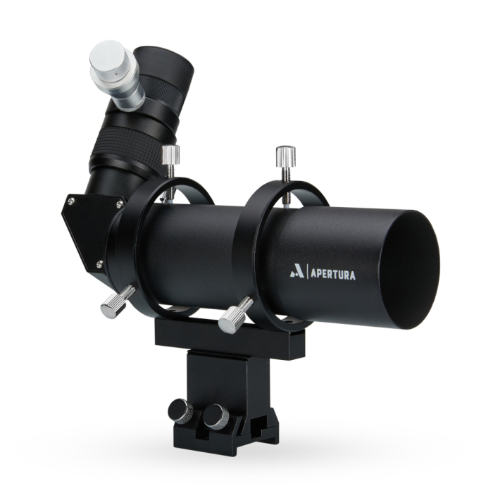 Apertura 10 x 50 Right Angle Finder Scope with Illuminated Reticle Eyepiece - Black