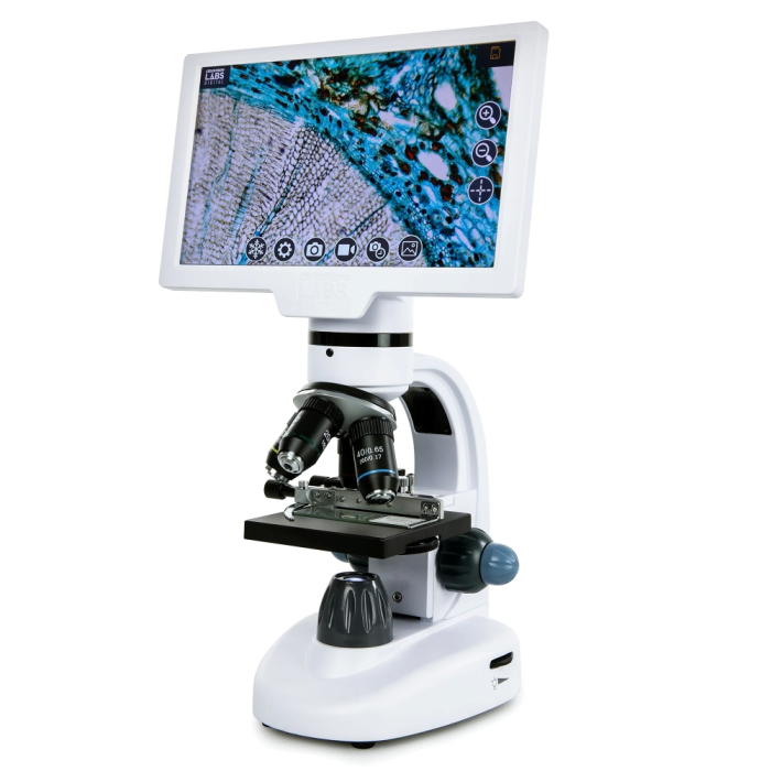 Celestron Labs 9 LCD Digital Microscope Celestron Labs Digital 9 LCD Desktop Microscope left facing side profile
