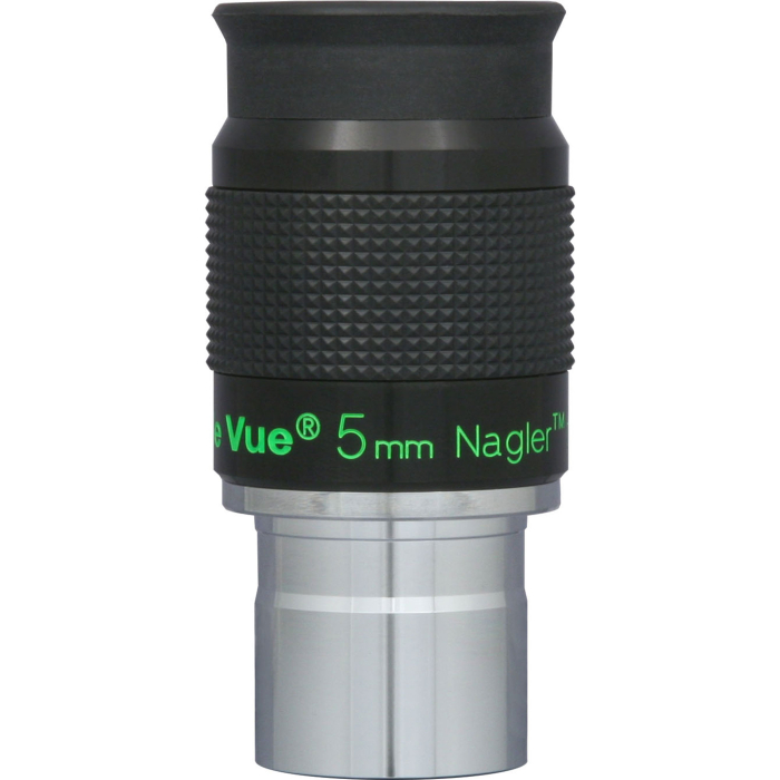 Tele Vue Nagler 5 mm 82 1.25 Type 6 Eyepiece - Used Front angled view of Tele Vue 5 mm Nagler Type 6 Eyepiece with Free Case showing protective cover soft case or carrying bag details