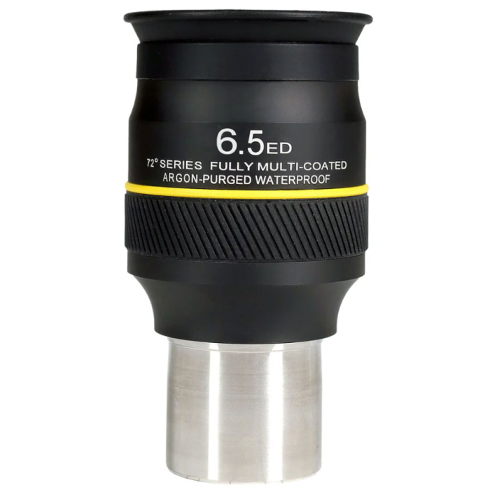 Explore Scientific 72 ED Waterproof 6.5 mm 1.25 Eyepiece Explore Scientific 72 ED Waterproof 6.5 mm 1.25 Eyepiece Upright with information stamp centered in frame