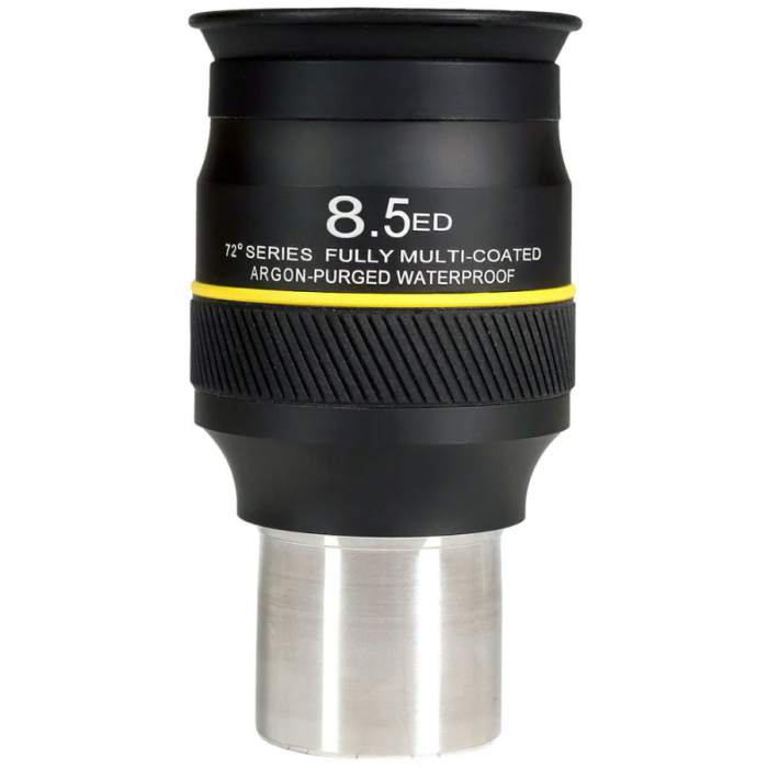 Explore Scientific 72 ED Waterproof 8.5 mm 1.25 Eyepiece Explore Scientific 72 ED Waterproof 8.5 mm 1.25 Eyepiece Upright with information stamp centered in frame
