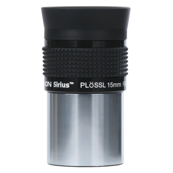 Orion 15 mm Sirius Plossl 1.25 Eyepiece Orion 15 mm Sirius Plossl 1.25 Eyepiece upright side profile