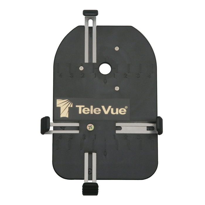 Tele Vue FoneMate Smartphone to Eyepiece Adapter Close-up of Tele Vue FoneMate Smartphone to Eyepiece Adapter showing machined adapter body threaded opening and locking screw