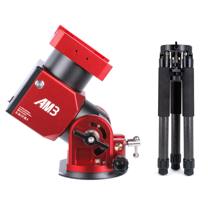ZWO AM3N Harmonic Drive Equatorial Mount Head 2025 ZWO AM3N Mount with TC40 carbon fiber tripod next to it