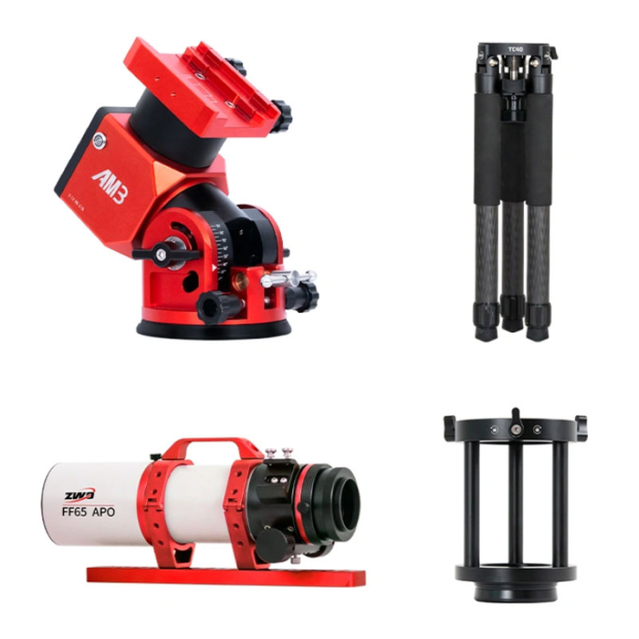ZWO 65 mm APO Astrograph and AM3N Bundle 2025 ZWO FF65 APO Refractor package with AM3N Mount TC40 tripod and pier extension