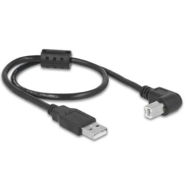 Pegasus Astro USB 2.0 Cable Type-A Male to Type-B Angled Male 0.5 m Black Pack of 2 Cords Pegasus Astro USB 2.0 Type-A Male to Type-B Male angled 90 degrees. Half meter length. Black cable and connectors. Nickel-plated connector finishing. 