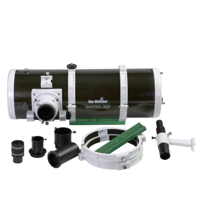 Sky-Watcher Quattro 6 F4 Imaging Newtonian OTA Sky-Watcher Quattro 150P imaging Newtonian reflector optical tube with accessories displayed