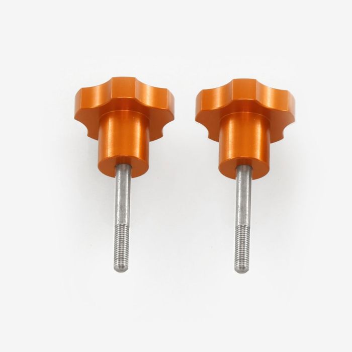 ADM Accessories CGEM Knob Upgrade - Two Orange Anodized Rosette Saddle Knobs