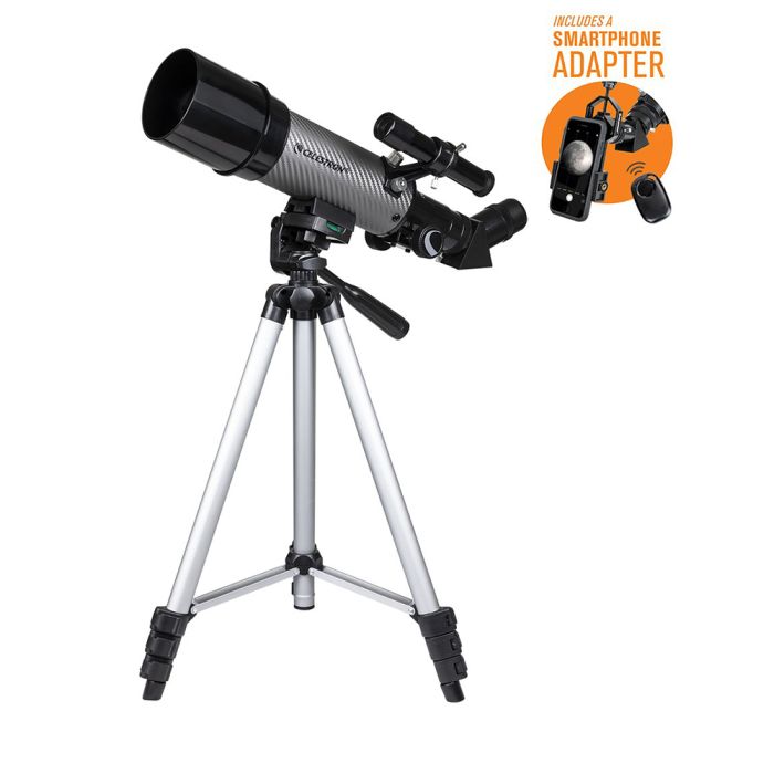 Celestron Travel Scope 60 DX Portable Telescope with Smartphone Adapter and Backpack Celestron 60 mm Travel Scope DX Refractor with Smartphone Adapter
