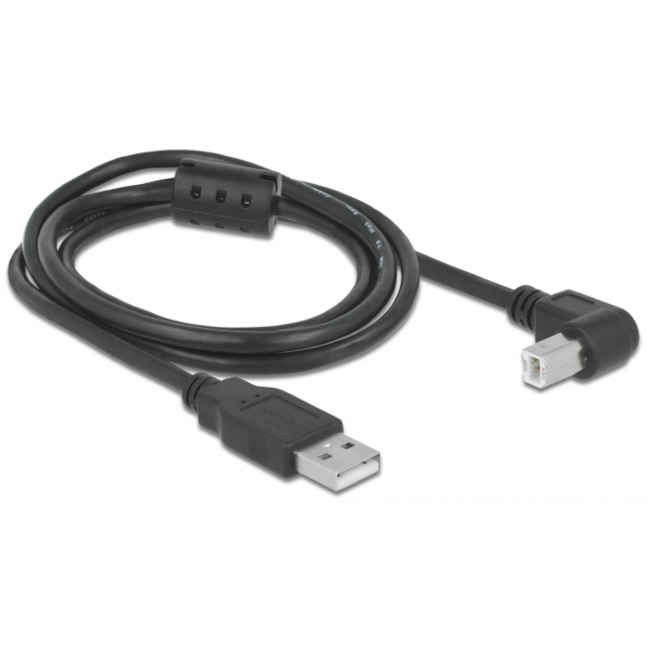 Pegasus Astro USB 2.0 Cable Type-A Male to Type-B Male Angled 1 m Black Pack of 2 Cords Pegasus Astro USB 2.0 type-a male to type-b male angled 90-degrees. One meter length. Black cord and connectors. Nickel-plated connector finishing.