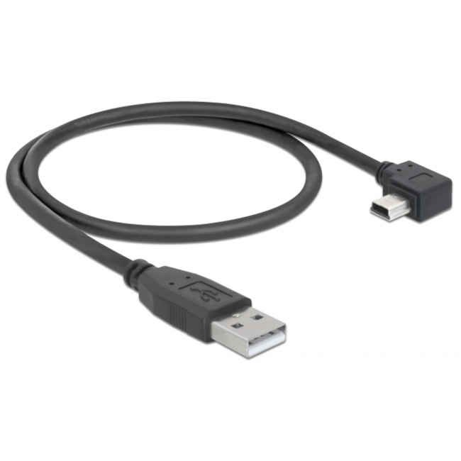 Pegasus Astro USB 2.0 Cable Type-A Male to USB Mini-B 5-pin Male Angled 0.5 m Black Pack of 2 Cords Pegasus Astro USB 2.0 type-a male to mini-b 5-pin male cable. Half meter length. Black cord and connectors. Nickel-plated connector finishing. 