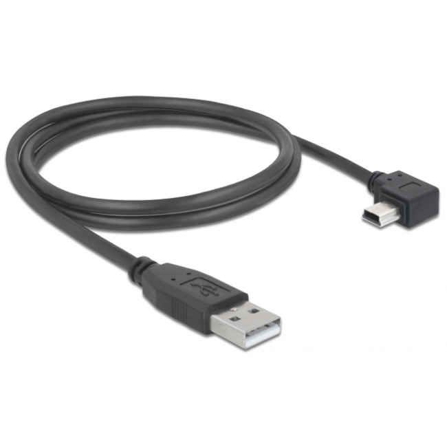 Pegasus Astro USB 2.0 Cable Type-A Male to USB Mini-B 5-pin Male Angled 1 m Black Pack of 2 Cords Pegasus Astro USB 2.0 type-a male to mini-b 5-pin 90 degree angled male cable. One meter length. Black cable and cable connectors. Nickel-plated connector finishing. 