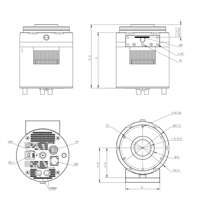 {{QHY1253P Mechanical Drawing}}