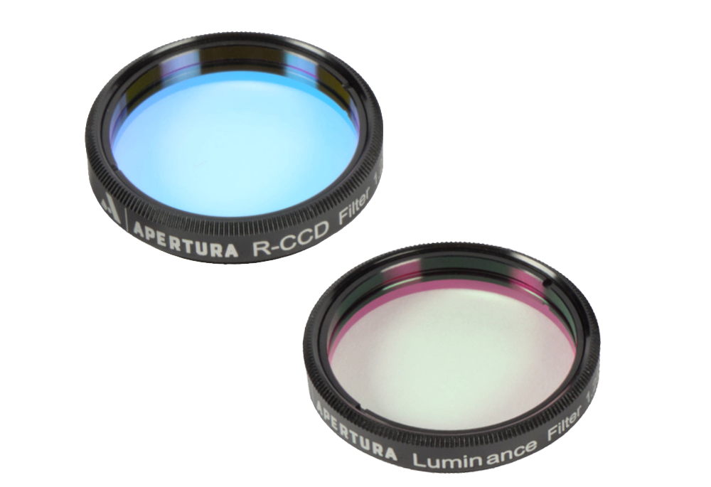 The Apertura 1.25 inch LRGB filter set's Luminance and Blue filters