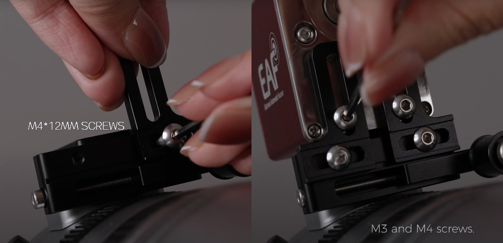 L brackets and electronic focuser being installed on main bracket