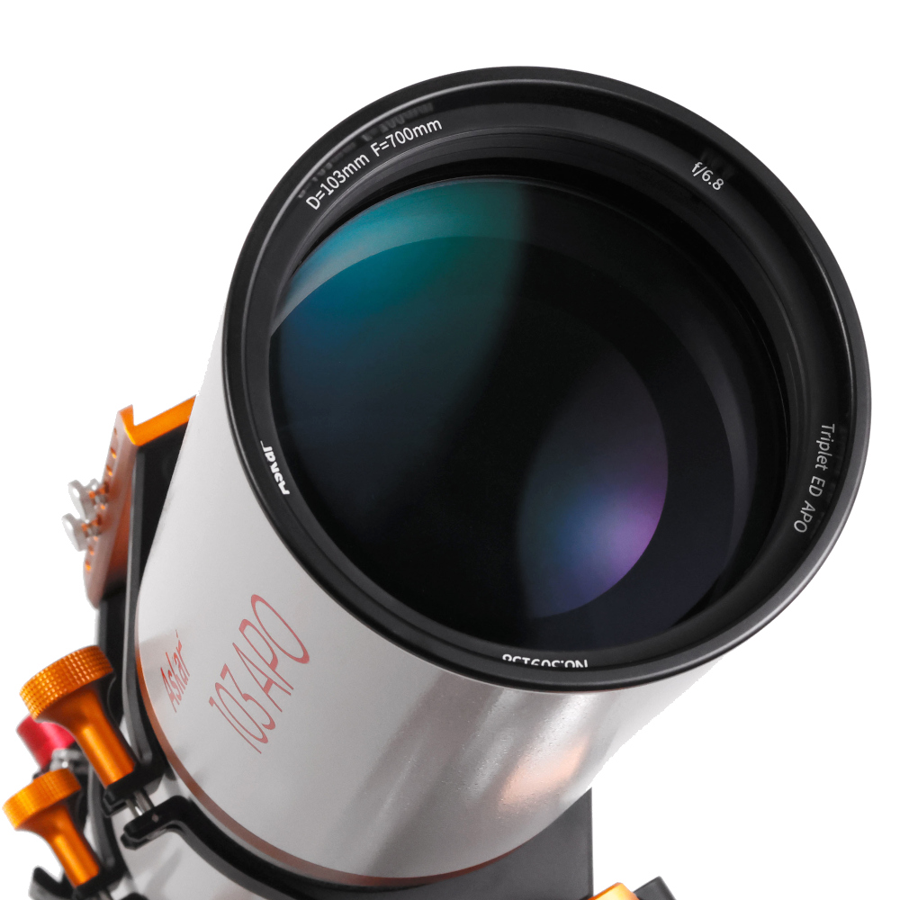 {{Askar 103APO front objective view, showing ED Optics }}