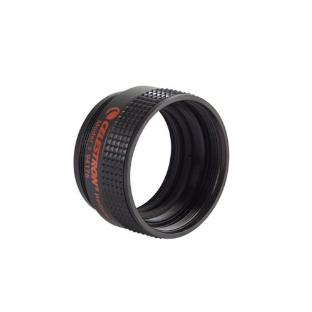 View of the Celestron f/6.3 Focal Reducer Corrector at a quarter profile, facing right