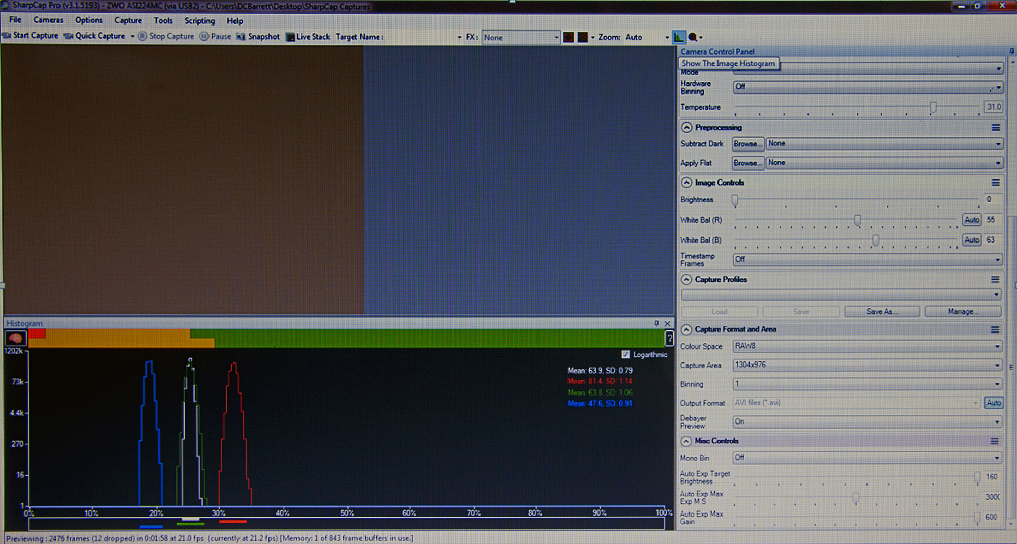 Sharp Cap Pro Histogram