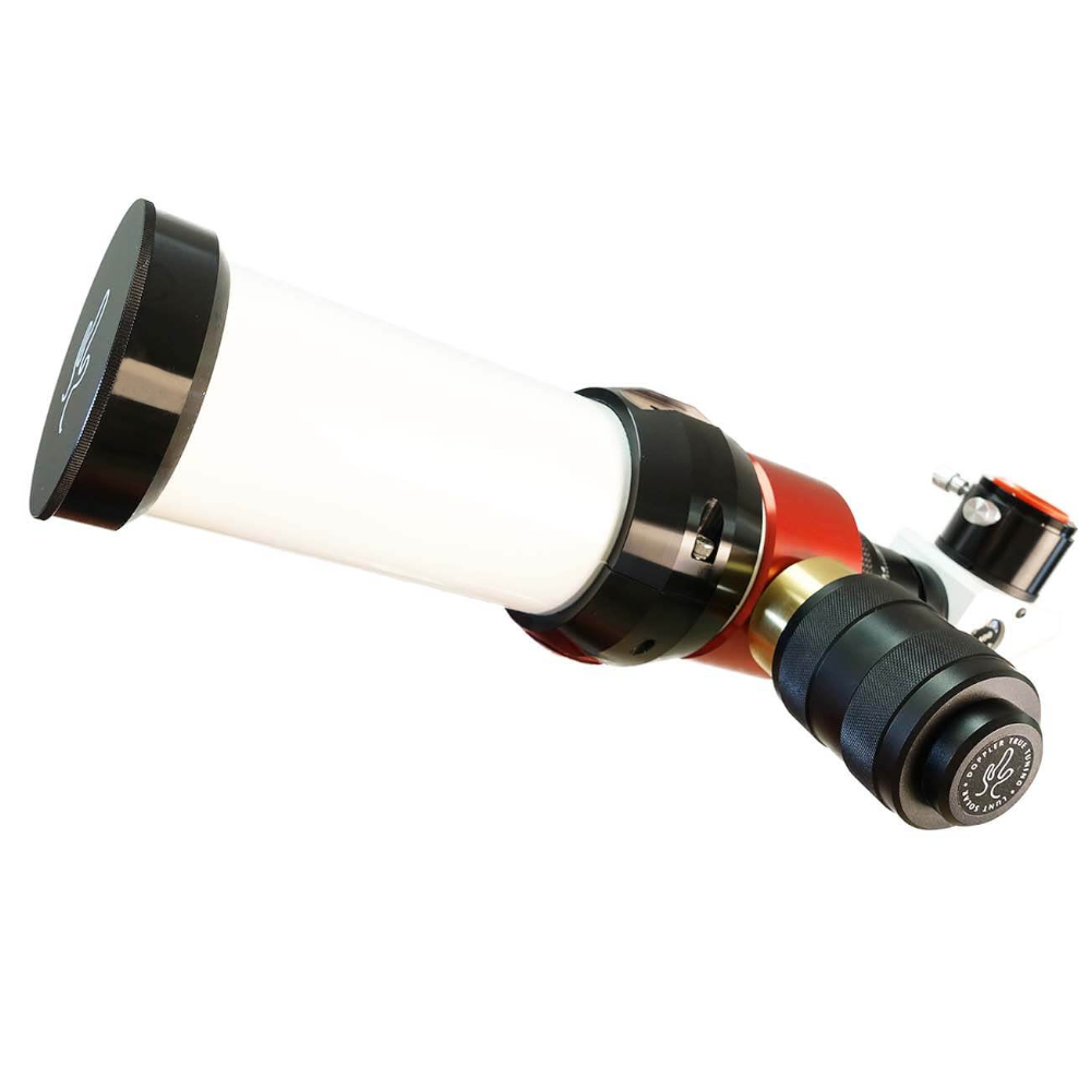 The Lunt 50 mm Telescope facing right at a quarter profile