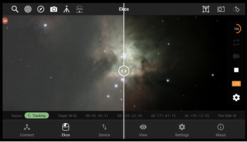 StellarMate X Live Stacking