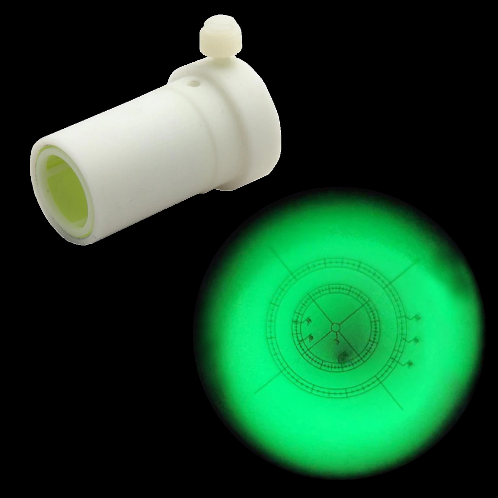 Image of the illuminator cap and the reticle when it is illuminated