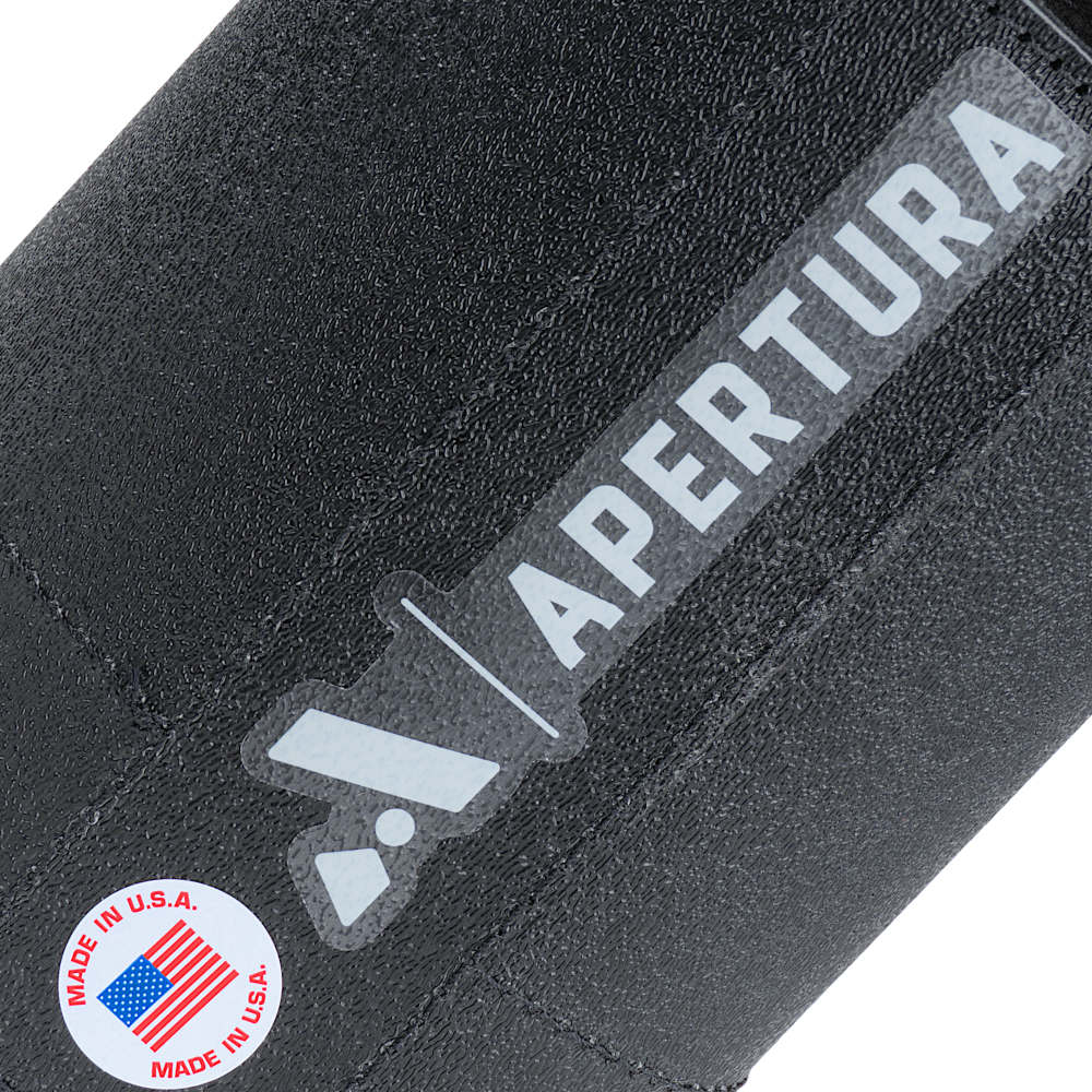 Close up of the Apertura logo on the dew shield