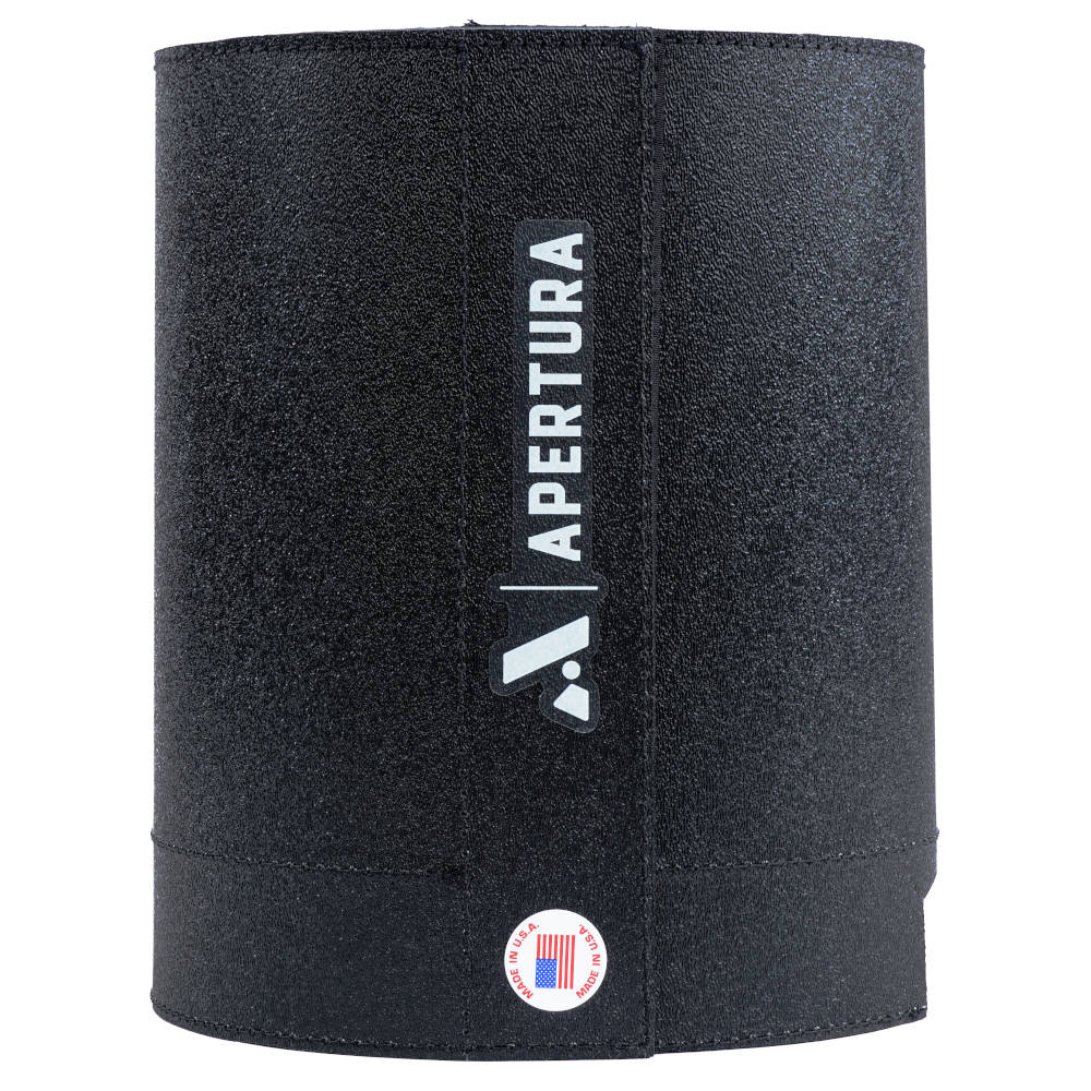The Apertura 6 inch Dew Shield for Classical Cassegrain rotated so that the overlapping section and logo is front and center