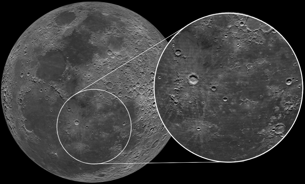 Graphic displaying zoom on Moon