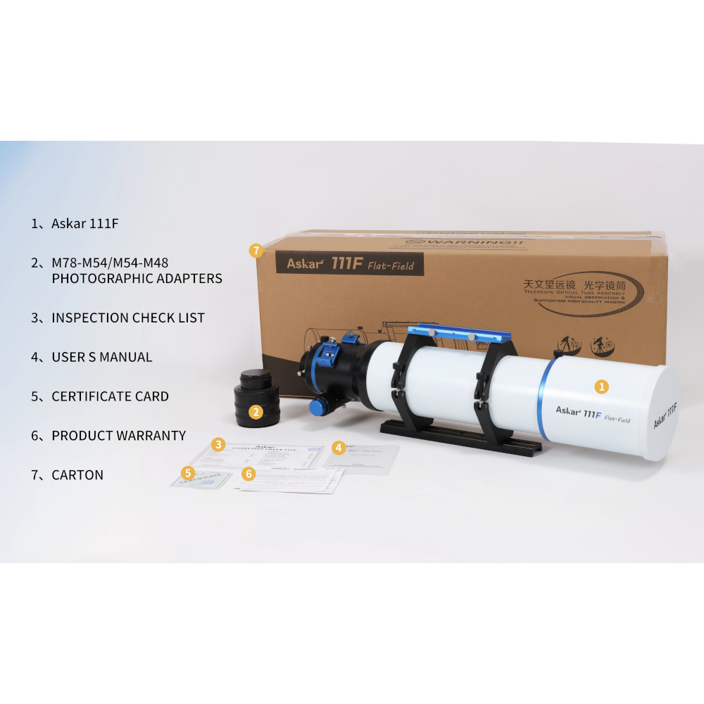 Image showing what is in the box with the Askar 111F