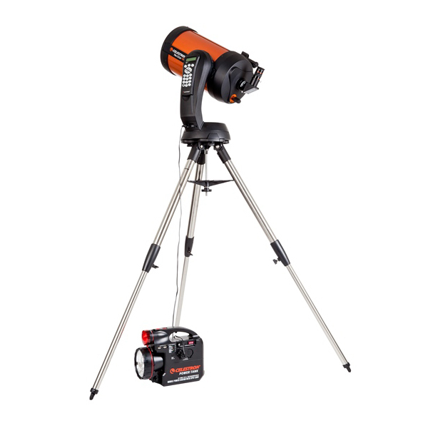 Celestron 7Ah Power Tank powering a telescope (not included)