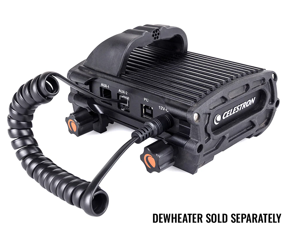 Celestron AUX Power Cable plugged into a Smart DewHeater Controller 2X