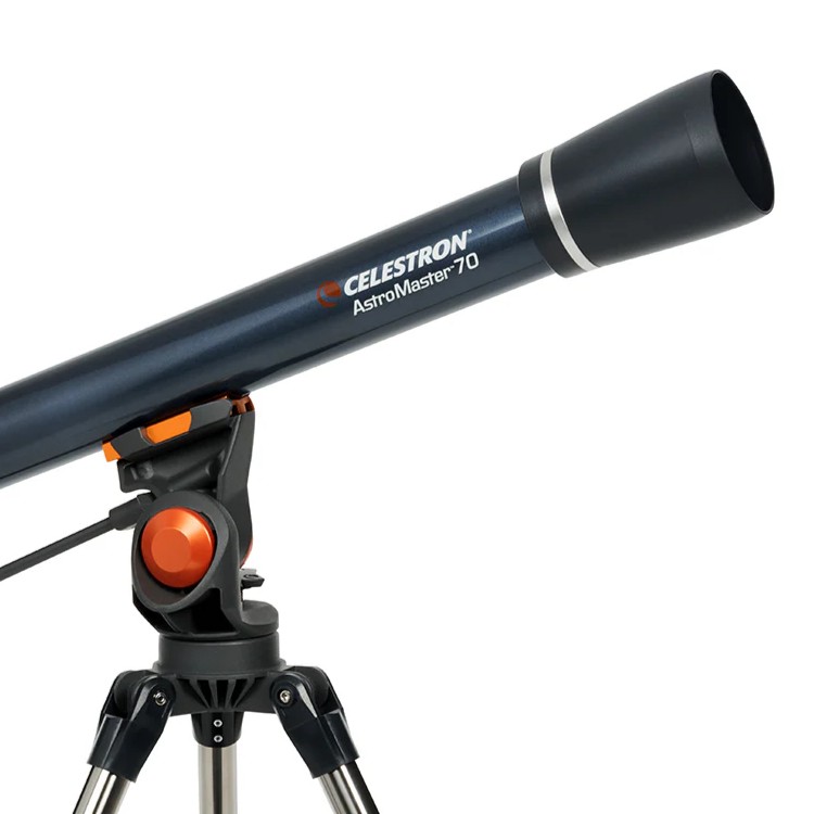 AstroMaster 70 AZ facing right with 4.5 inch aperture