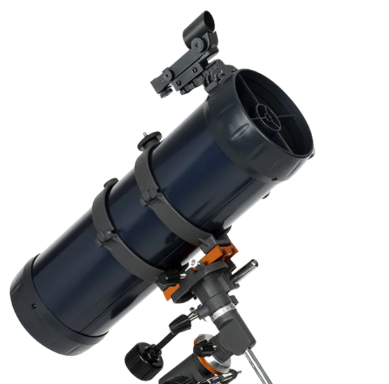 AstroMaster 114 EQ facing right with 4.5 inch aperture