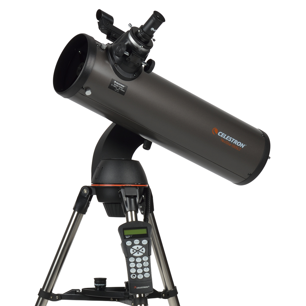 Celestron NexStar 130 SLT Telescope side profile (facing left)