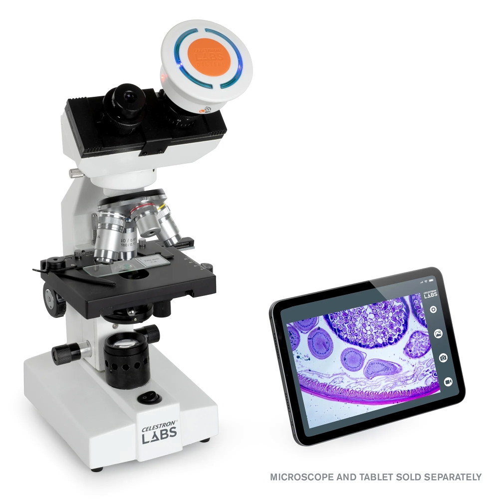Celestron Labs Digital Wi-Fi Microscope Imager attached to stereo microscope (not included)