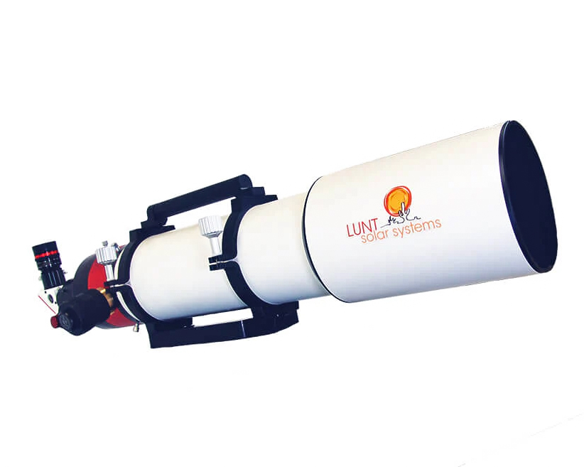 The Lunt 130 mm Modular Telescope side profile with optical tube angled up and facing right