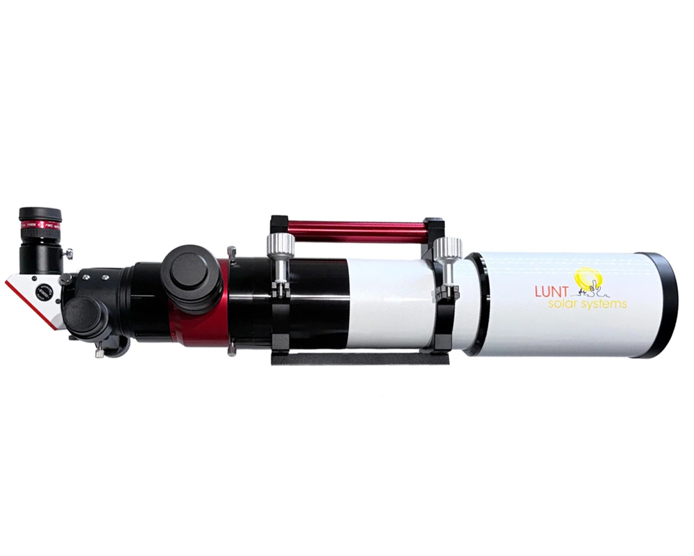 The Lunt 50 mm Telescope side profile with the optical tube facing right