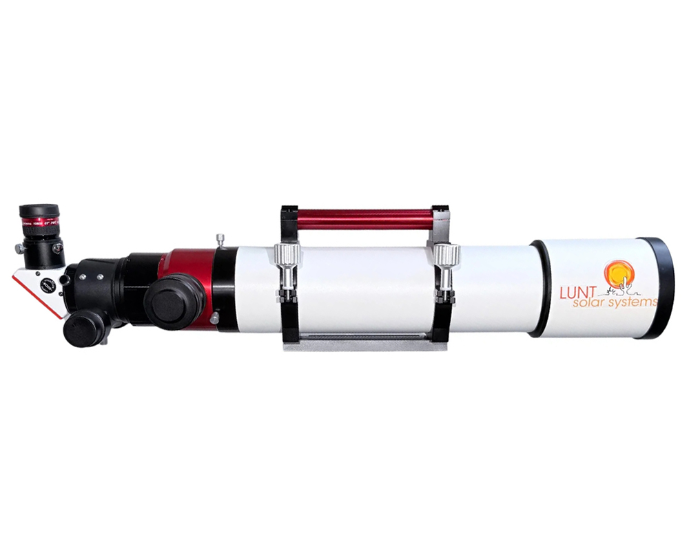 The Lunt 50 mm Telescope side profile with the optical tube facing right