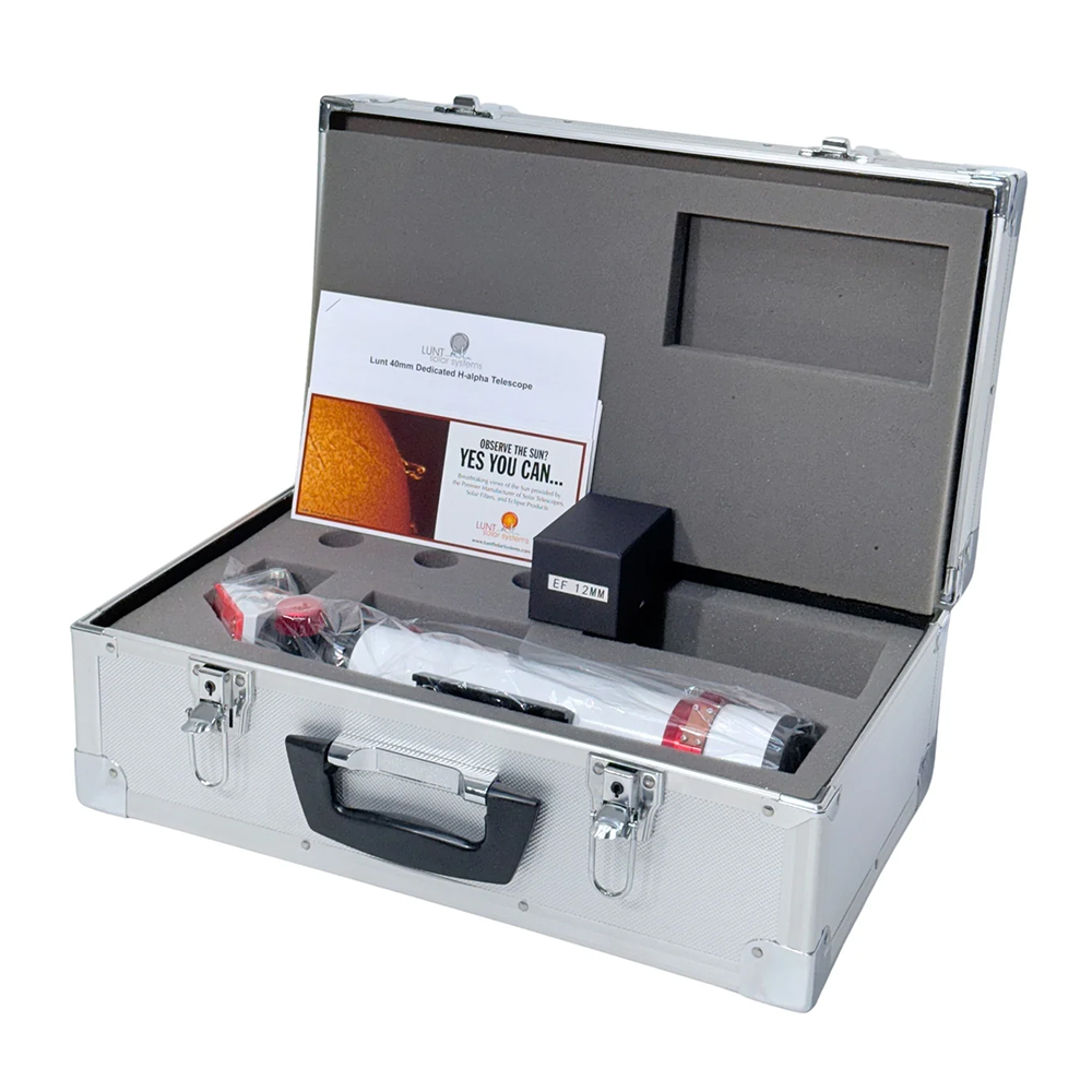 The Lunt 40 mm Telescope and accessories in the included hard case
