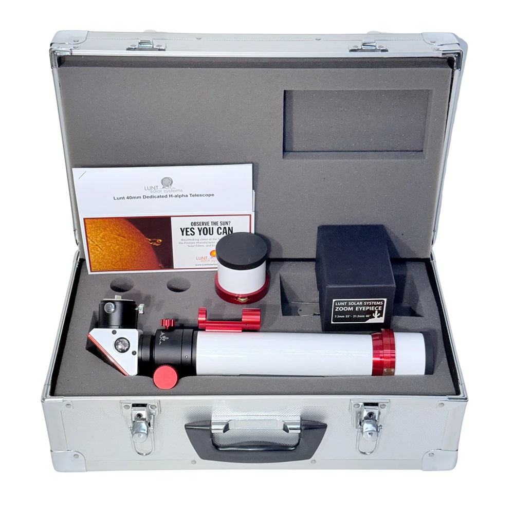 The Lunt 40 mm Telescope and accessories in the included hard case