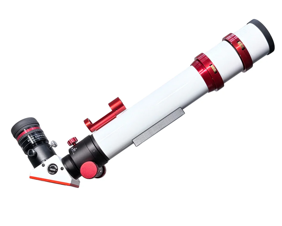 The Lunt 40 mm Ha Solar Telescope with optical tube angled up and facing right