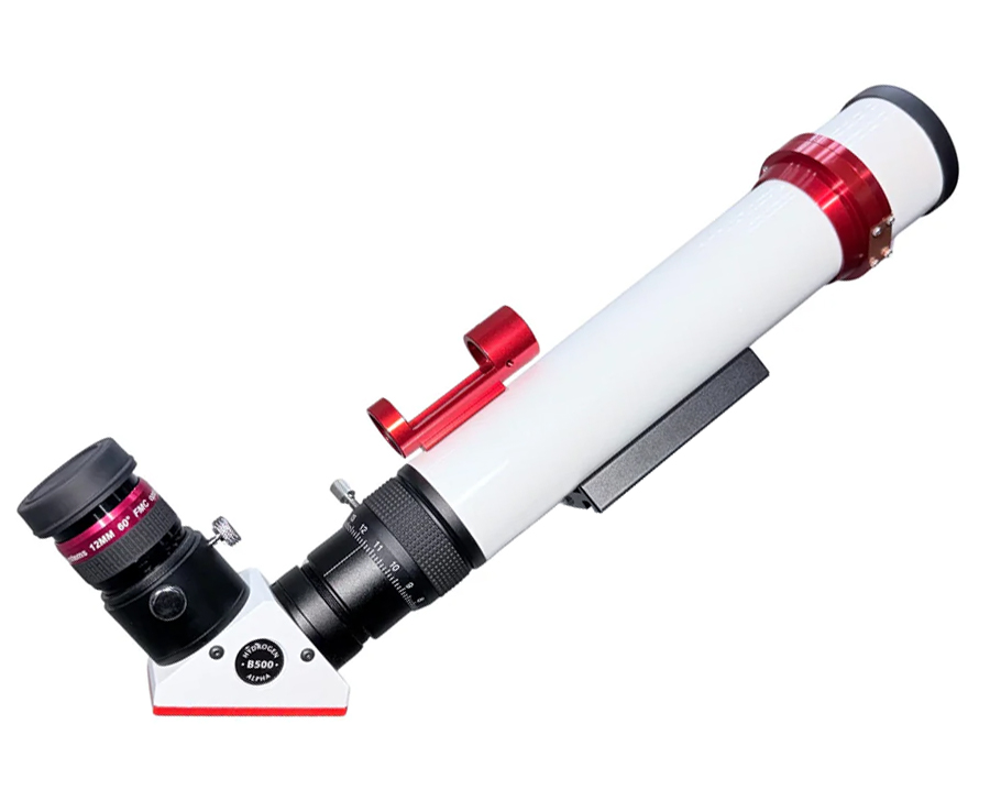 The Lunt 40 mm Ha Solar Telescope with optical tube angled up and facing right
