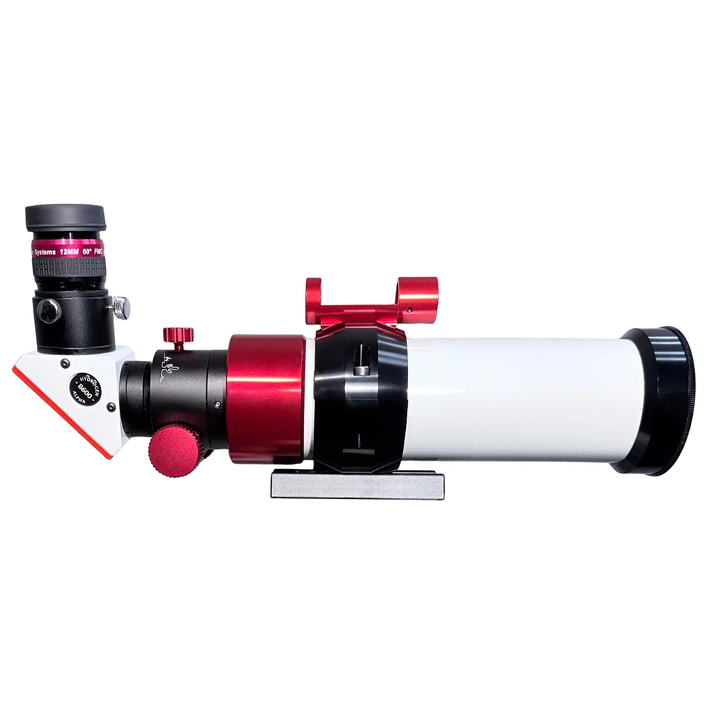 The Lunt 50 mm Telescope side profile with the optical tube facing right