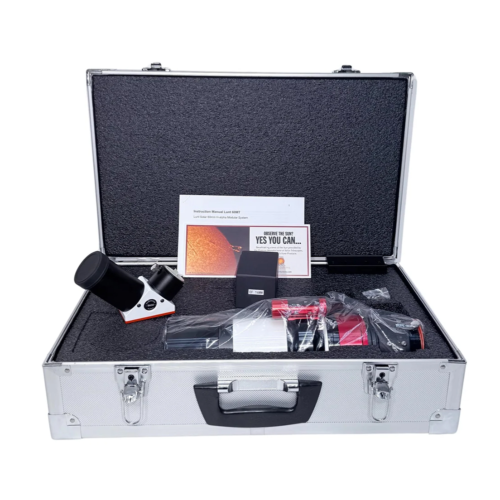 The Lunt 50 mm Telescope and accessories in the included hard case
