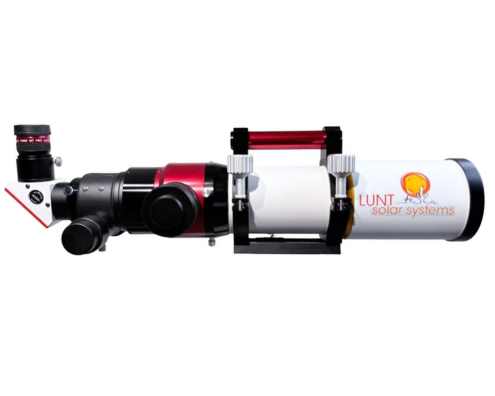 The Lunt 50 mm Telescope side profile with the optical tube facing right