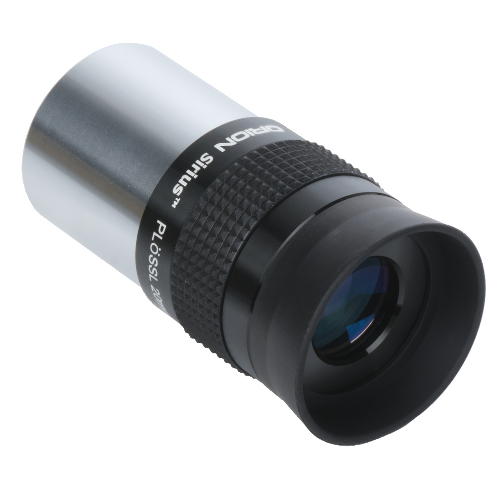 Angled side profile view of the top of the Orion Sirius Plossl 20 mm