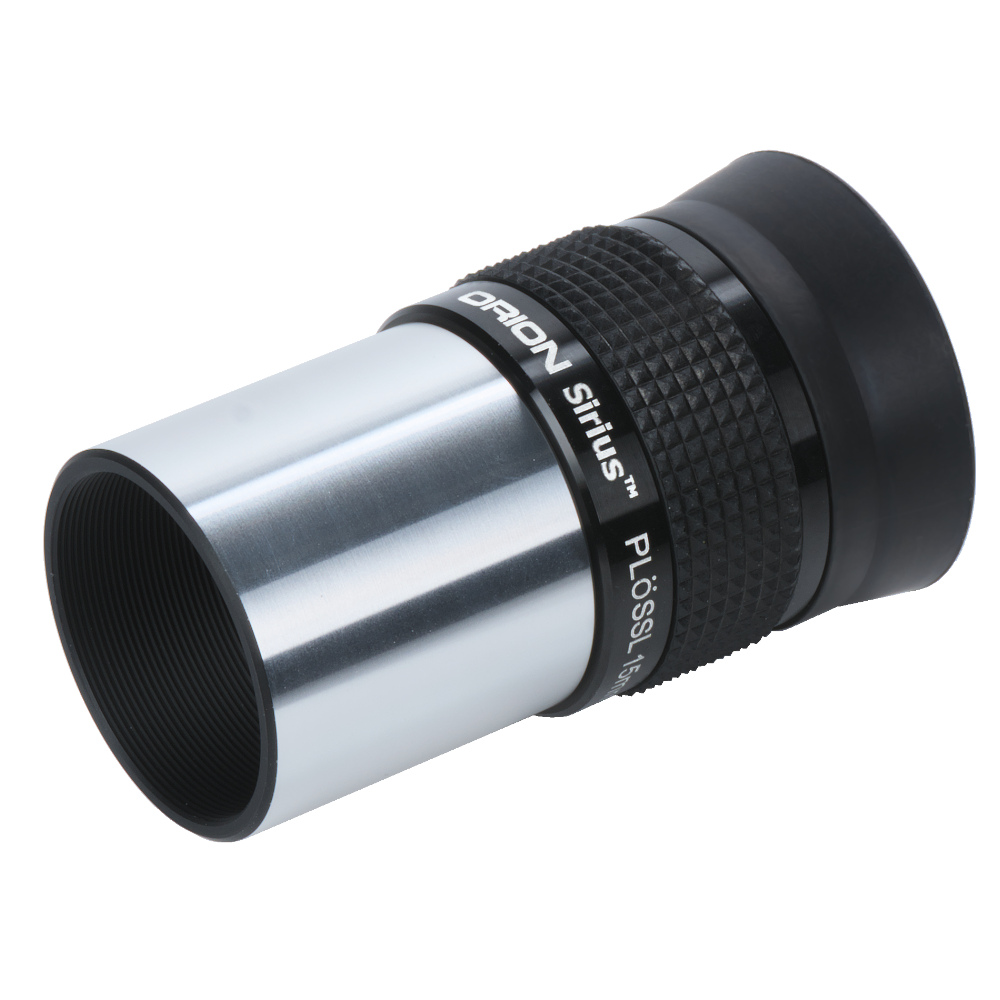 Angled side profile view of the bottom of the Orion Sirius Plossl 15 mm 1.25 