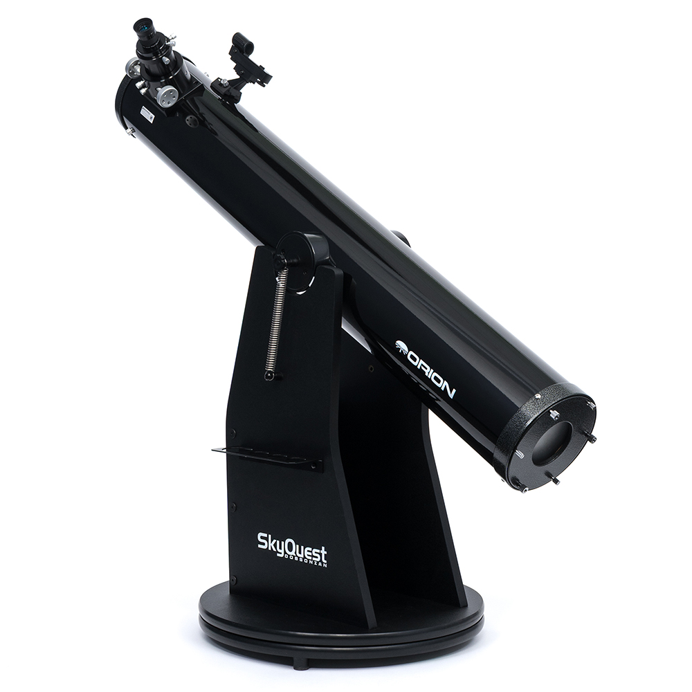 Photo of the Orion SkyQuest XT6 Classic Dobsonian with the optical tube pointing forward